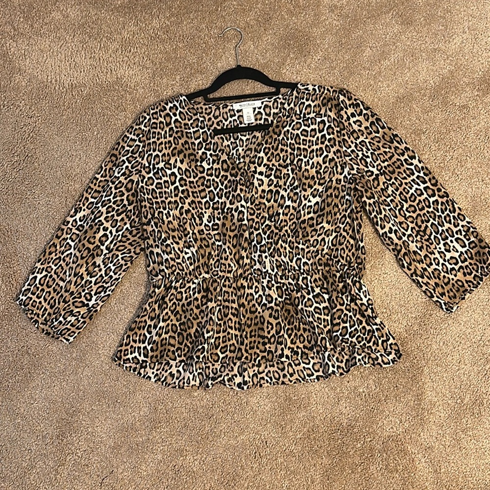 White House Black Market Cheetah Print Blouse
